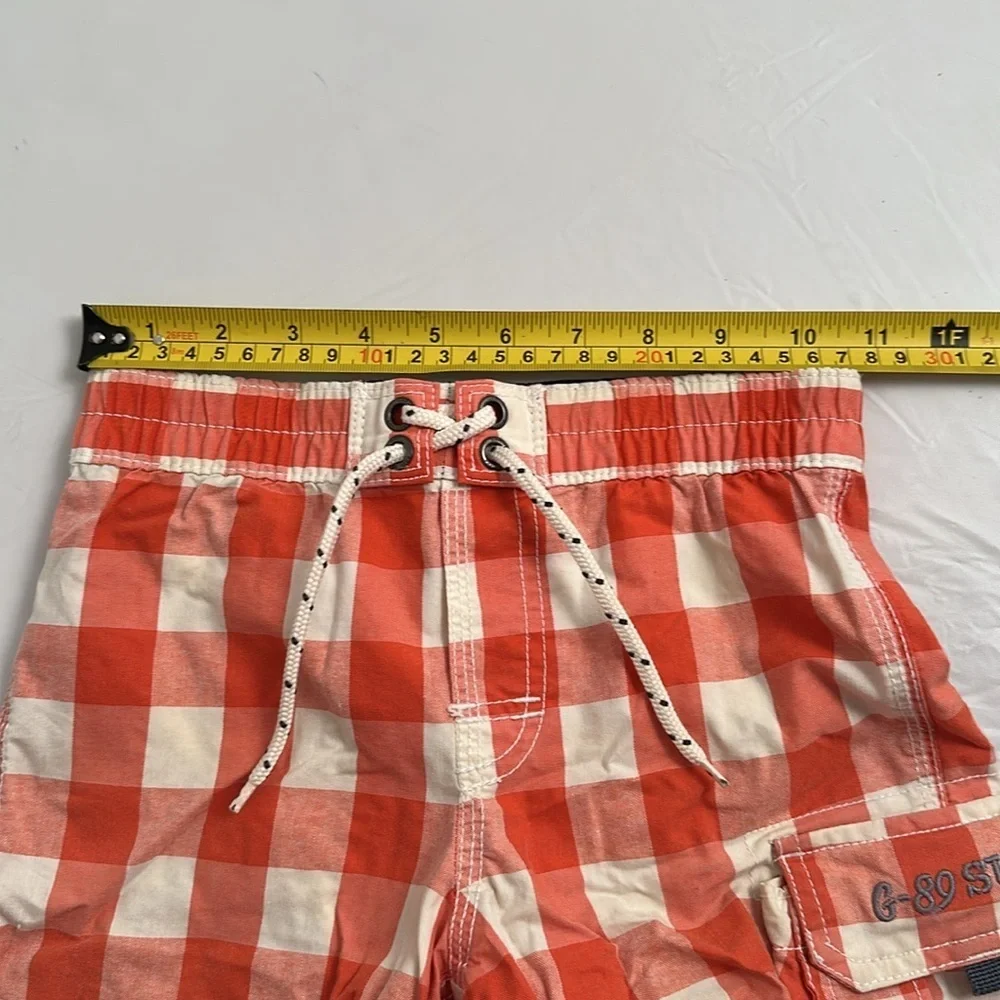 Gap orange and cream gingham checker elastic waist swim trunks